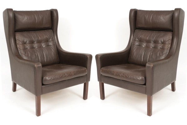 wingback chairs on Danish Leather Wingback Chairs   Red Modern Furniture