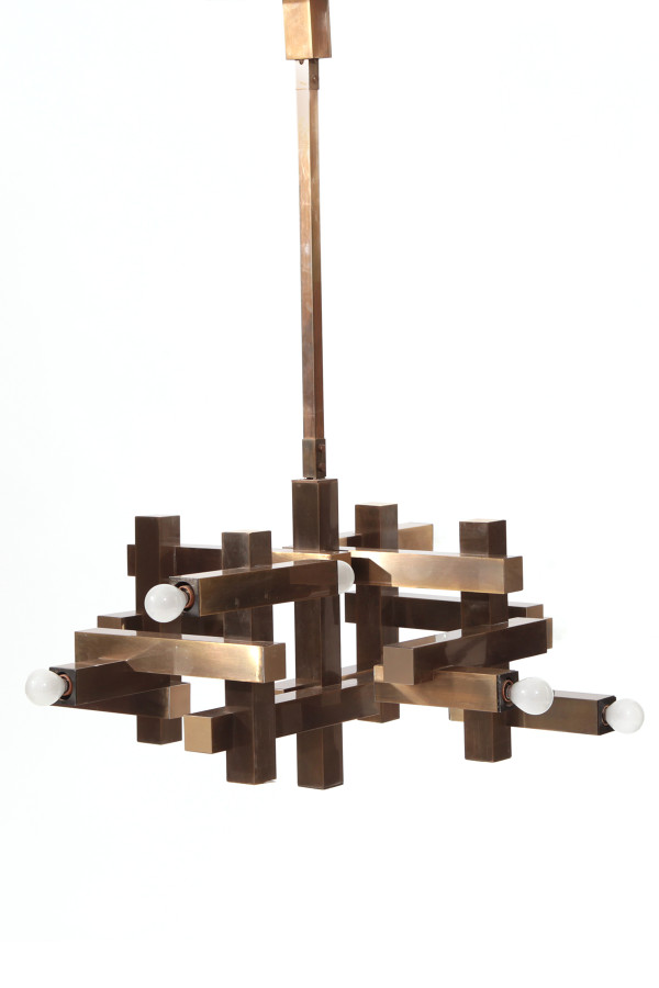 Gaetano Sciolari For Lightolier Bronze Chandelier Red Modern Red Modern Furniture