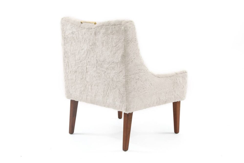 Pair of Faux Fur Brass and Mahogany Occasional Chairs - Image 2