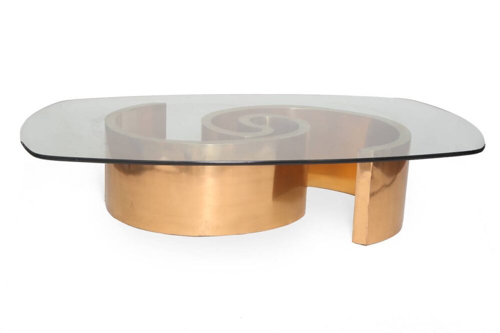 Custom Bronze and Glass Cocktail Table by Virginio Ferrari - Image 2