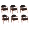 Jens Risom Sculpted Walnut Armchairs, set of 8