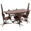 Brutalist Steel and Pine Dining Table and Chairs