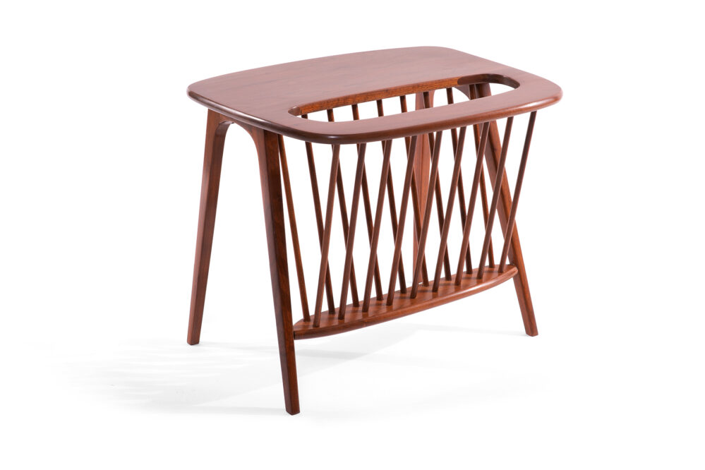 Arthur Umanoff Walnut Side Table with Magazine Rack - Image 4