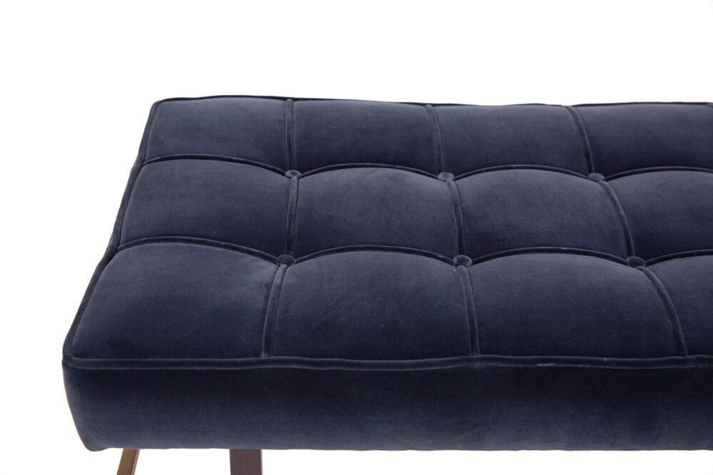 Harvey Probber Mahogany, Brass and Velvet Bench - Image 4