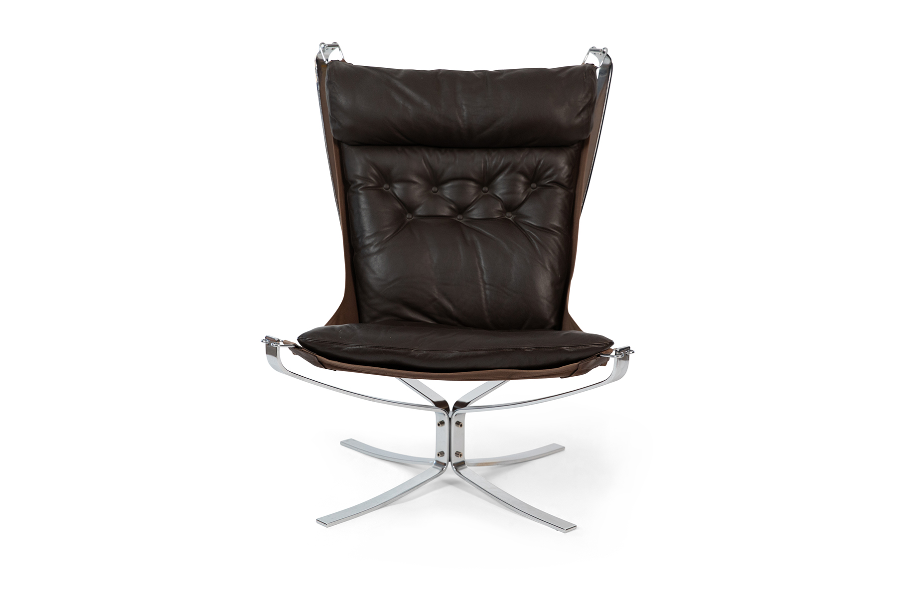Sigurd Resell Chrome & Leather Falcon Chair Ottoman