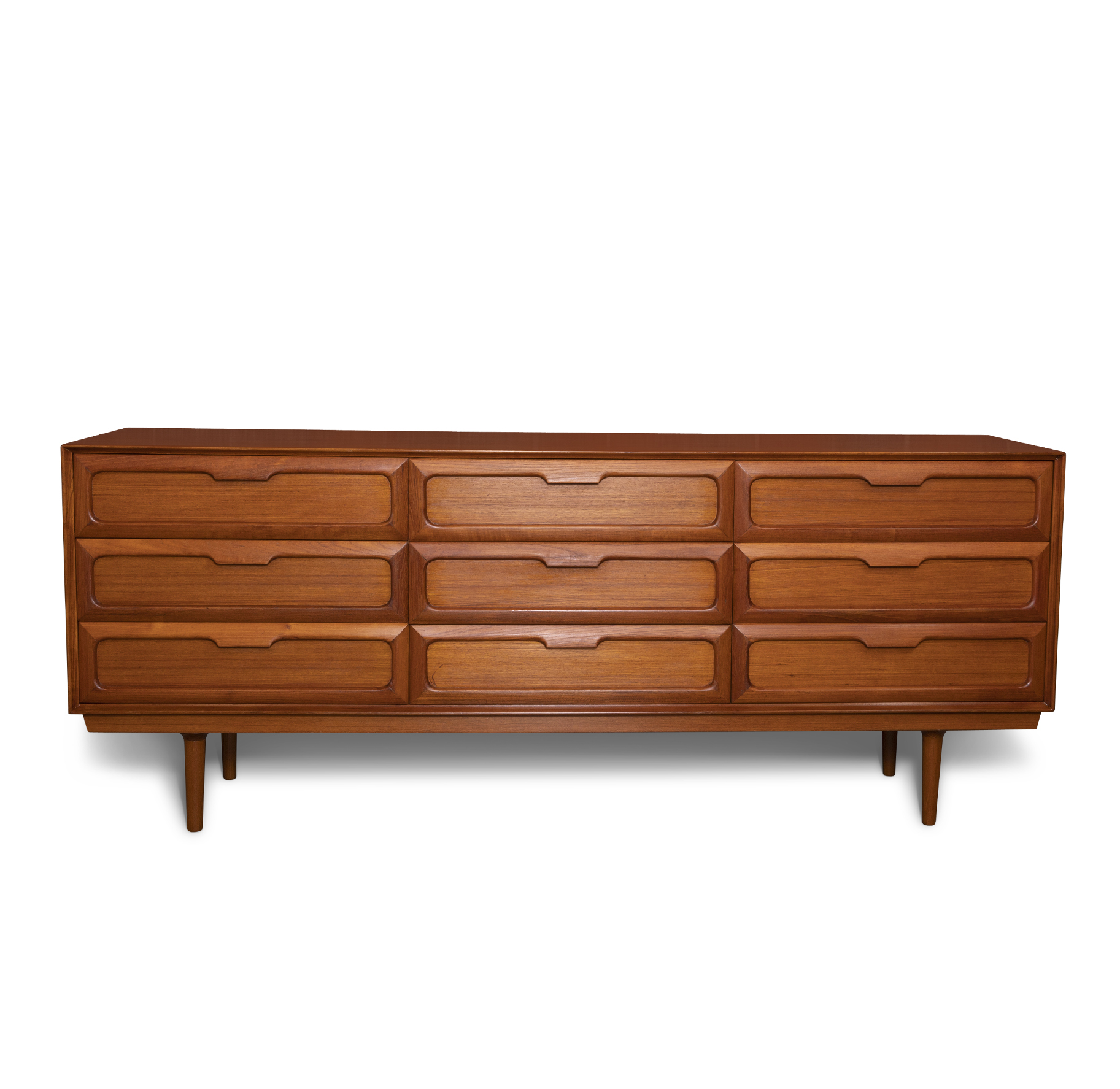 Sculptural Teak 9Drawer Sideboard Dresser Red Modern Furniture