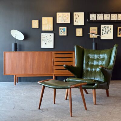 Hans J. Wegner for AP Stolen Papa Bear Chair & Ottoman in Green Leather